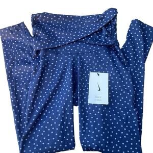 Nike blue & white polka dot yoga legging pants high rise 7/8 length size XS NEW